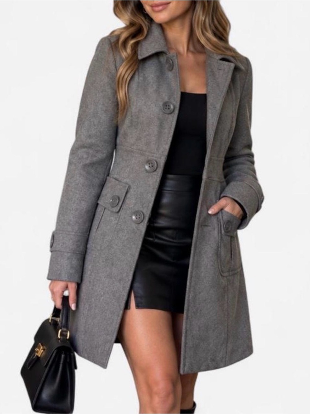 Tulle Women's Gray Tailored Wool-Blend Trench Coat